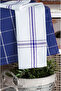 Set of 4 Kitchen Towels & German Napkin 50x70 Cm 100% Cotton And Washed Large Checkered Blue - 2