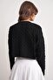 6863 Women's Braided Crop Knit Sweater Black - 7