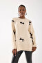 Bow Ribbon Detail Stone Oversized Women's Long Sweater