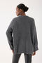 Anthracite Oversize Women's Long Sweater with Bow Ribbon Detail - 6