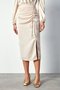 Satin Skirt with Shirring Detail - Beige - 3