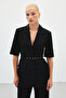 Short Sleeve Belted Jacket - Black