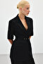 Short Sleeve Belted Jacket - Black - 6