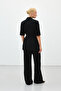 Short Sleeve Belted Jacket - Black - 8