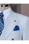 Italian Style Double-Breasted Jacket Pants Suit Blue T14094 - 3