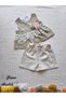 Eid Baby Girl Shorts Set with Linen Rose Appliques - 3