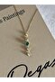 Y Green Stone Gold Steel Necklace - 2