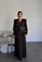 Brown Leather Corset Waist Tied Padded Maxi Long Premium Design Dress - 6