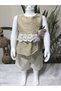 Eid Baby Girl Shorts Set with Linen Rose Appliques - 7