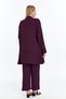 Plus Size Women's Summer Double Brooch Mother Suit Breathable Wrinkled Fabric Pants Cardigan Purple - 8