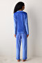 Blue Velvet Cobalt Blue Shirt Pants Pajama Set - 5