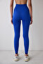 Cobalt Blue High Waist Contrast Seamless Ankle Length Leggings - 4