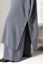 Bat Sleeve Slit Detailed Casual Crepe Aerobin Zühre Suit - Gray - 6