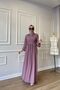 Hijab Dress Ferace Gül Kurusu Hürrem Inner and Outer Tie-Down Non-Creasing Crepe - 8