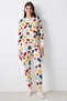 Cotton Leaf White Pants Pajama Set