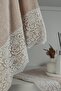 Guipure Lace Bath Towel Set - 100% Cotton Bath Set - Bridal Towel - Powder - 2