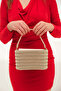 Women's Gold Stone Holding Handle and Chain Strap Evening Dress Wedding Bag - 3