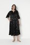 Women's Jacquard Satin Cotton Viscose Fabric Patterned Dress / Black - Yellow 35067 - 5