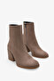 Women's Side Zipper Heeled Daily Boots Selans Mink Suede