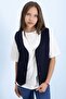 Navy Blue Girl's Button Detailed Vest 21524