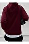 Burgundy Bow Printed Hooded Kangaroo Pocket Sweatshirt Hodie - 2