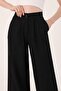 Women's Black High Waist Linen Palazzo Pants - 4