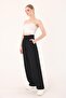 Women's Black Velcro Linen Palazzo Trousers - 4