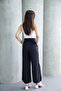 Women's Black Linen Slit High Waist Palazzo Pants - 4