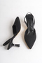 Pointed-Toe Backless Women's Heeled Satin Shoes Black-38 - 3