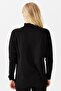 Women's Half Turtleneck Sweater with Slits on the Sides Black - 5
