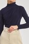 Women's Draped Long Sleeve Blouse - Navy Blue - 3