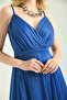 Women Blue Glitter Tulle Fabric Long Evening Dresses with Straps Nbs9276 - 3
