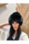 Black Color Plush Hat - 4