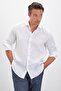 Italian Collar Comfort Fit Plain 100% Linen White Men's Shirt - 4