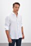 Italian Collar Striped Comfort Fit 100% Linen Men's Shirt - 3