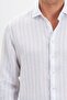 Italian Collar Striped Comfort Fit 100% Linen Men's Shirt - 7