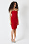Women's Red Draped Thin Strap Midi Dress Evening Dress - 8
