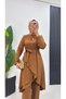 Asymmetrical Cut Skirt with Ruffles, Hijab Tunic and Pants Set-Brc1311