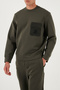 Stretch Cotton Regular Fit Single Pocket Crew Neck Sweat Men's Sweat Em002925 Af10013 - 4
