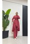 Asymmetrical Cut Skirt with Ruffles, Hijab Tunic and Pants Set-Brc1311 - 2