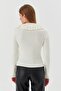 Ruffle collar ribbed body with rope ties ecru - 5