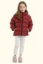 Children's Claret Red Fleece Fur Hooded Waterproof Wind Resistant Pocket Inflatable Winter Coat - 2