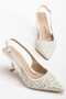 Saphira Pearl Detailed Women's Evening Dress Heeled Shoes - 3