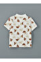 Lcw Kids Brown Polo Neck Patterned Combed Cotton Boys T-Shirt - 4
