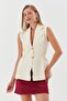 Elastic waist vest blouse cream - 4