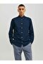 Navy Blue JJEOXFORD Solid Button-Down Oxford Shirt - 4