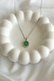 Green Stone Stainless Steel Necklace with Zircon Stone Elegant Necklace Women's Accessory Gift - 5