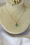 Green Stone Stainless Steel Necklace with Zircon Stone Elegant Necklace Women's Accessory Gift - 4