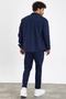 New Season Men's Trousers and Shirt 2-Piece Navy Blue Suede Suit Mz0802 - 2