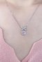 Design Bow Detailed Heart Necklace Pink Zircon Stone Stainless Steel Women's Necklace Stylish Gift - 4